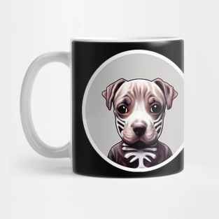 Kawaii Halloween Pitbull Puppy Skeleton Costume Mug